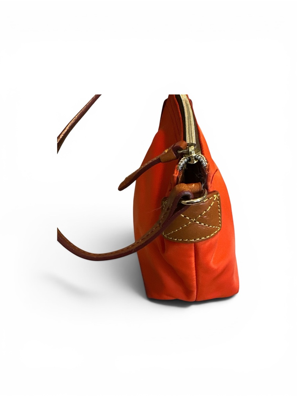 Dooney & Bourke Orange Shoulder Wristlet with Brown Strap - Picture 3 of 7